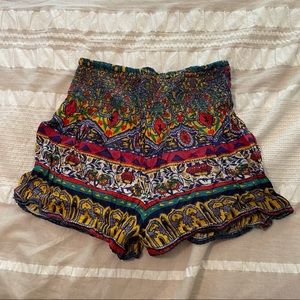 High-Waisted Aztec Print Shorts